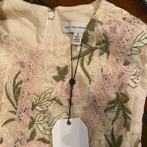 Dress the population pink flower knee length dress